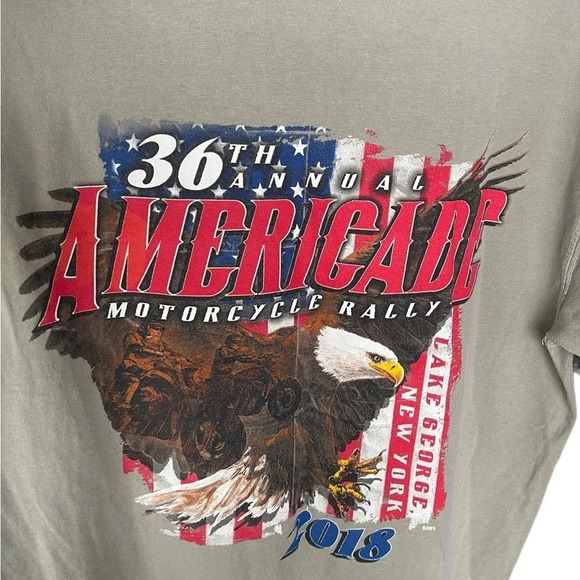 AMERICADE Motorcycle Rally Lake George New York 2018 Men’s Short Sleeves Tee SzM - Picture 5 of 5